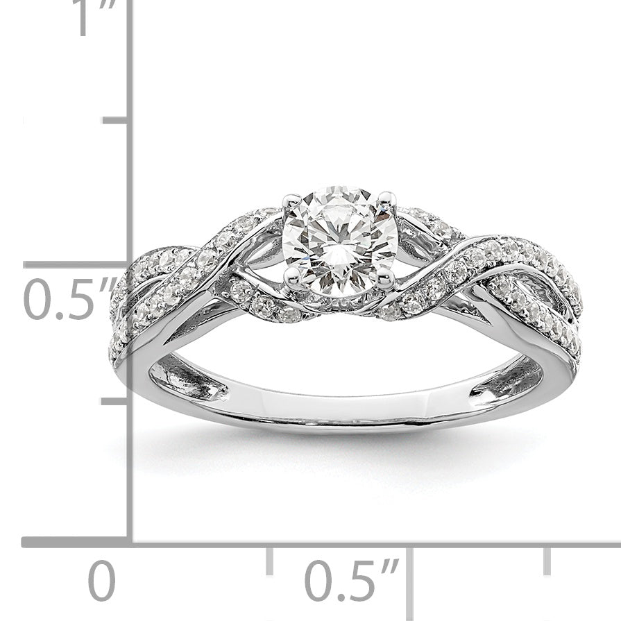 14k White Gold 3/4 carat Lab Grown Diamond VS/SI+ G+ Round Complete Twist Bypass Engagment Ring