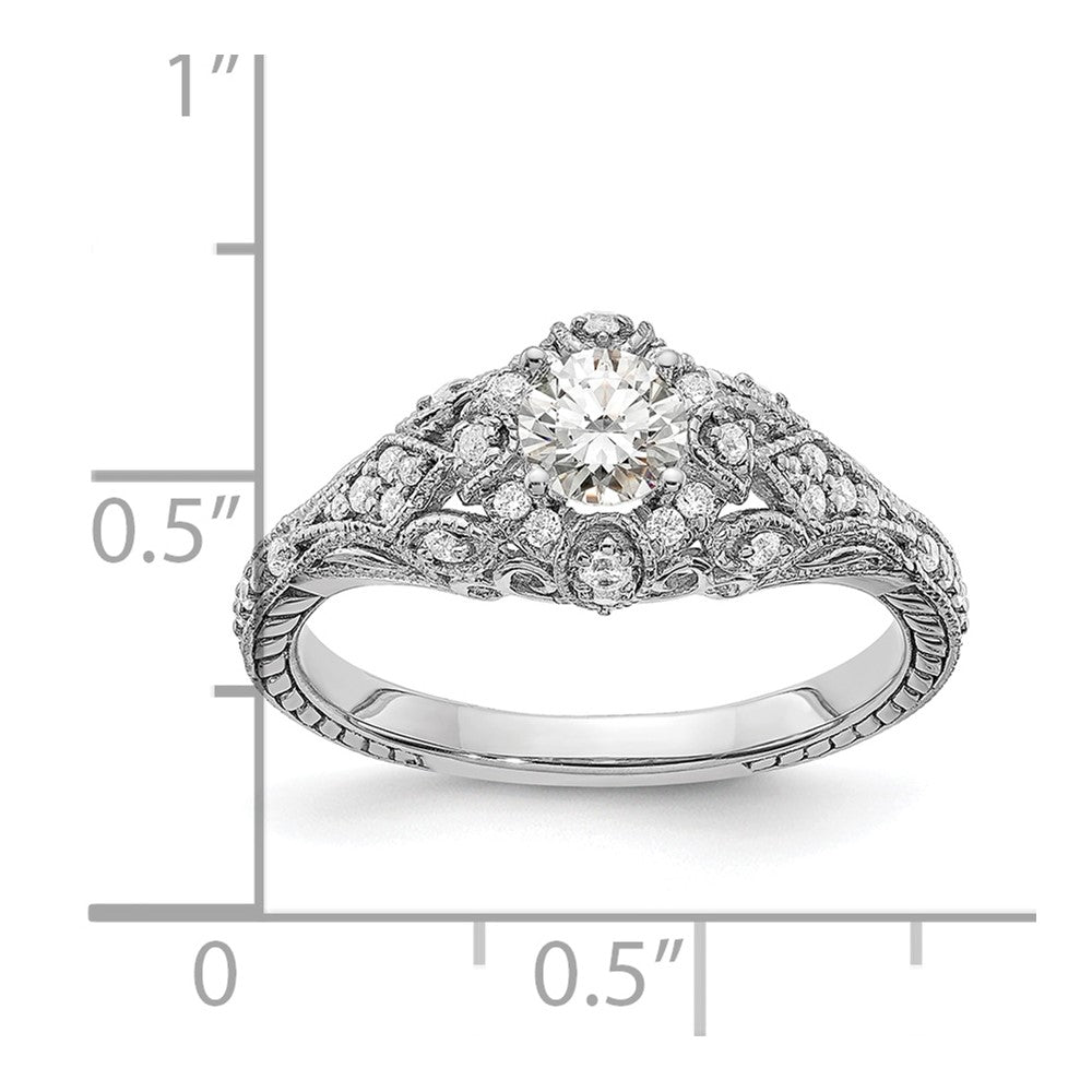 14K White Gold Lab Grown VS/SI FGH Dia Complete Engagement Ring
