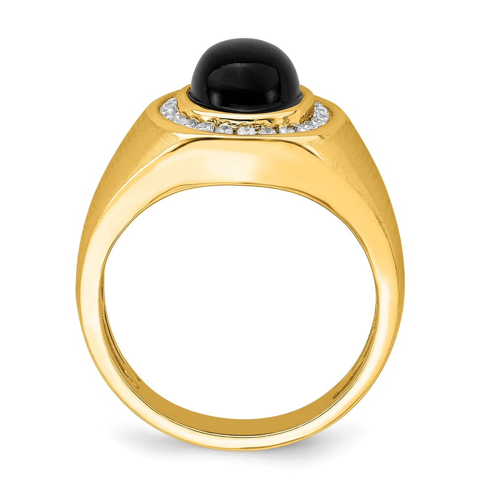 14K Lab Grown VS/SI FGH Dia and Oval Onyx Men's Ring