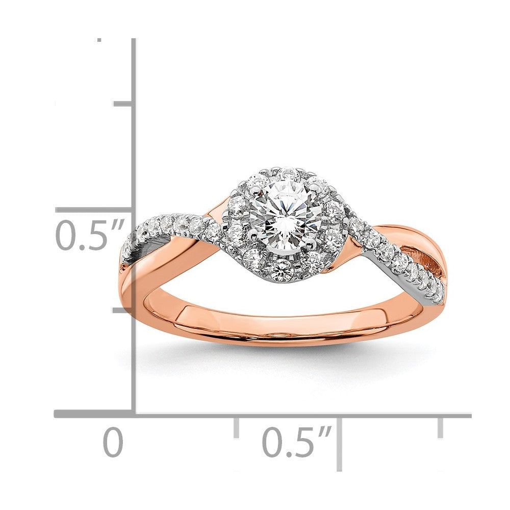 10K Two-Tone Lab Grown Diamond VS/SI FGH Halo Complete Engagement Ri