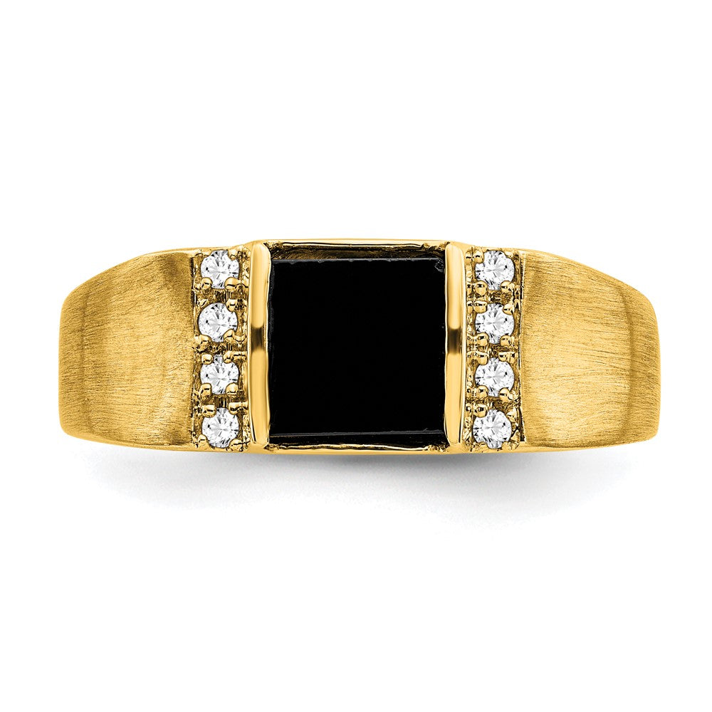 14K Lab Grown VS/SI FGH Dia and Onyx Men's Ring