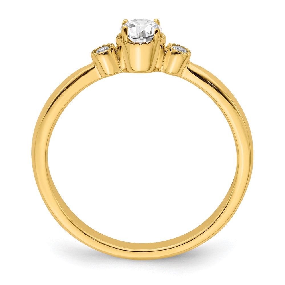 14K First Promise Lab Grown VS/SI FGH Dia Petite Beaded Edge Complete Ring