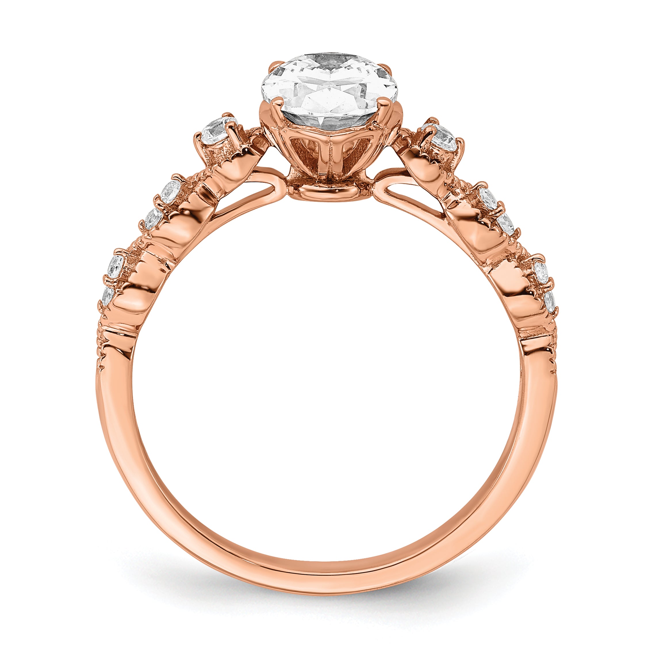 14k Rose Gold 1/8 carat Lab Grown Diamond VS/SI+ G+ 1 carat Center Oval Semi Mount Engagement Ring