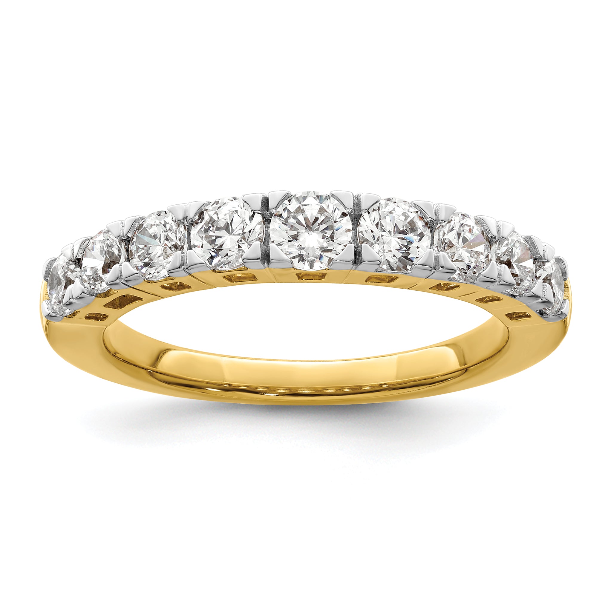 14k 1 carat Lab Grown Diamond VS/SI+ G+ Nine Stone Complete Fashion band