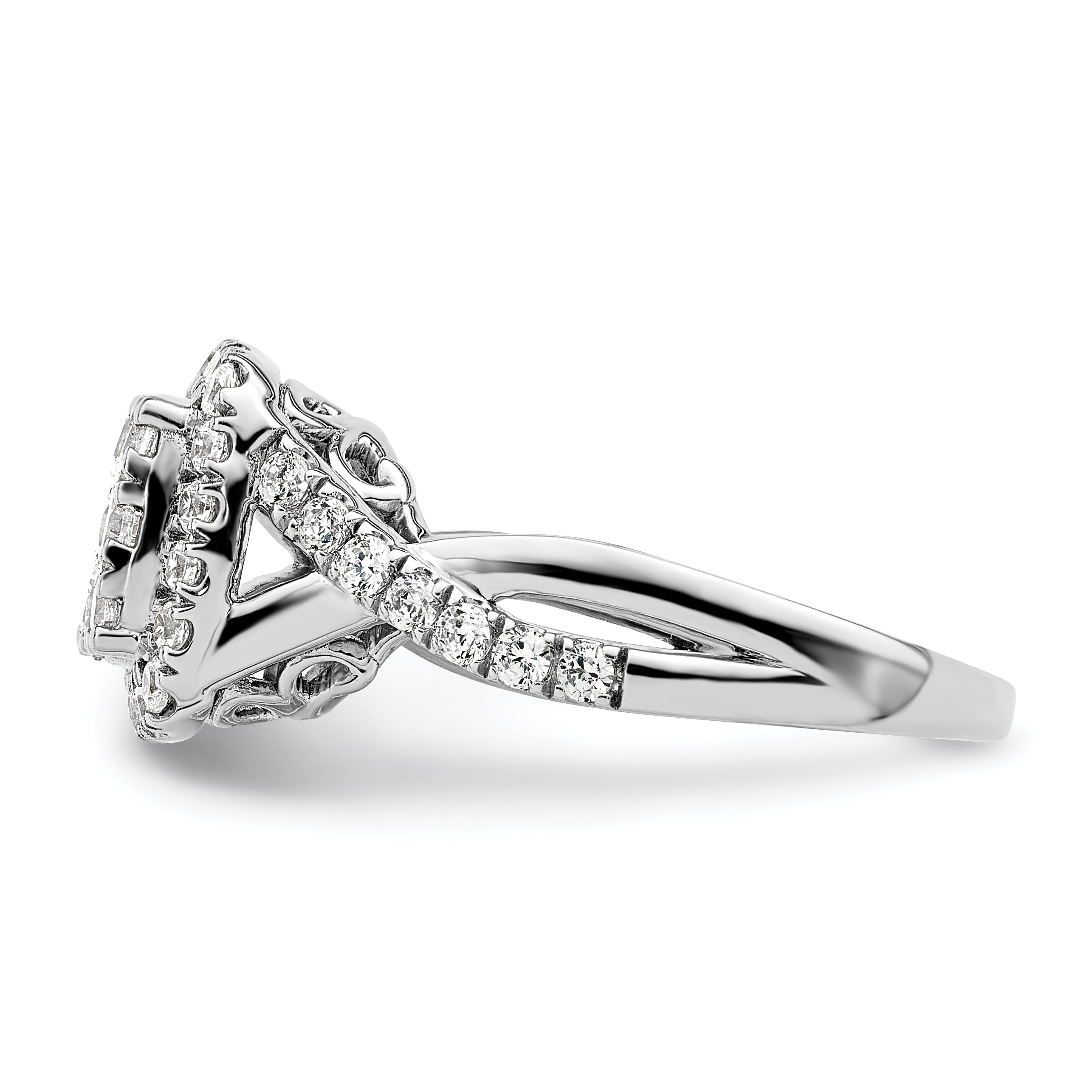 14k White Gold 1 carat Lab Grown Diamond VS/SI+ G+ Complete Cluster Engagement Ring