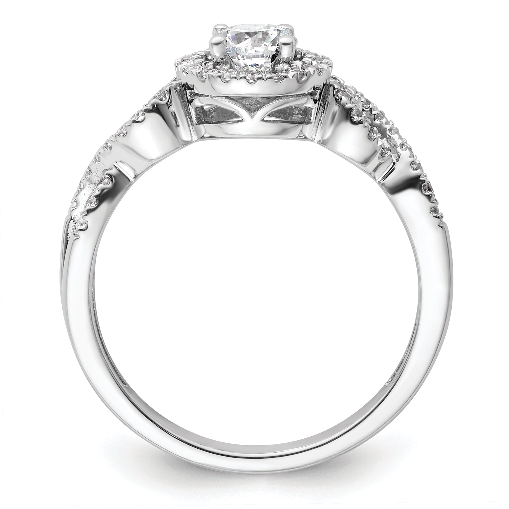 14k White Gold 5/8 carat Lab Grown Diamond VS/SI+ G+ Round Complete Fancy Halo Engagement Ring