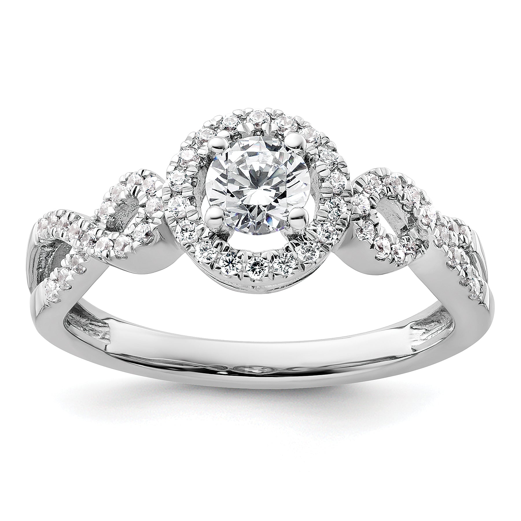 14k White Gold 5/8 carat Lab Grown Diamond VS/SI+ G+ Round Complete Fancy Halo Engagement Ring