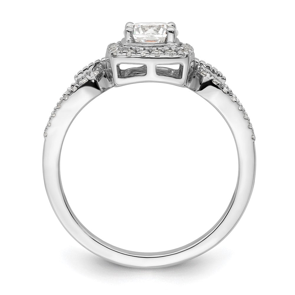 14K White Gold Lab Grown VS/SI FGH Dia Halo Complete Engagement Ring