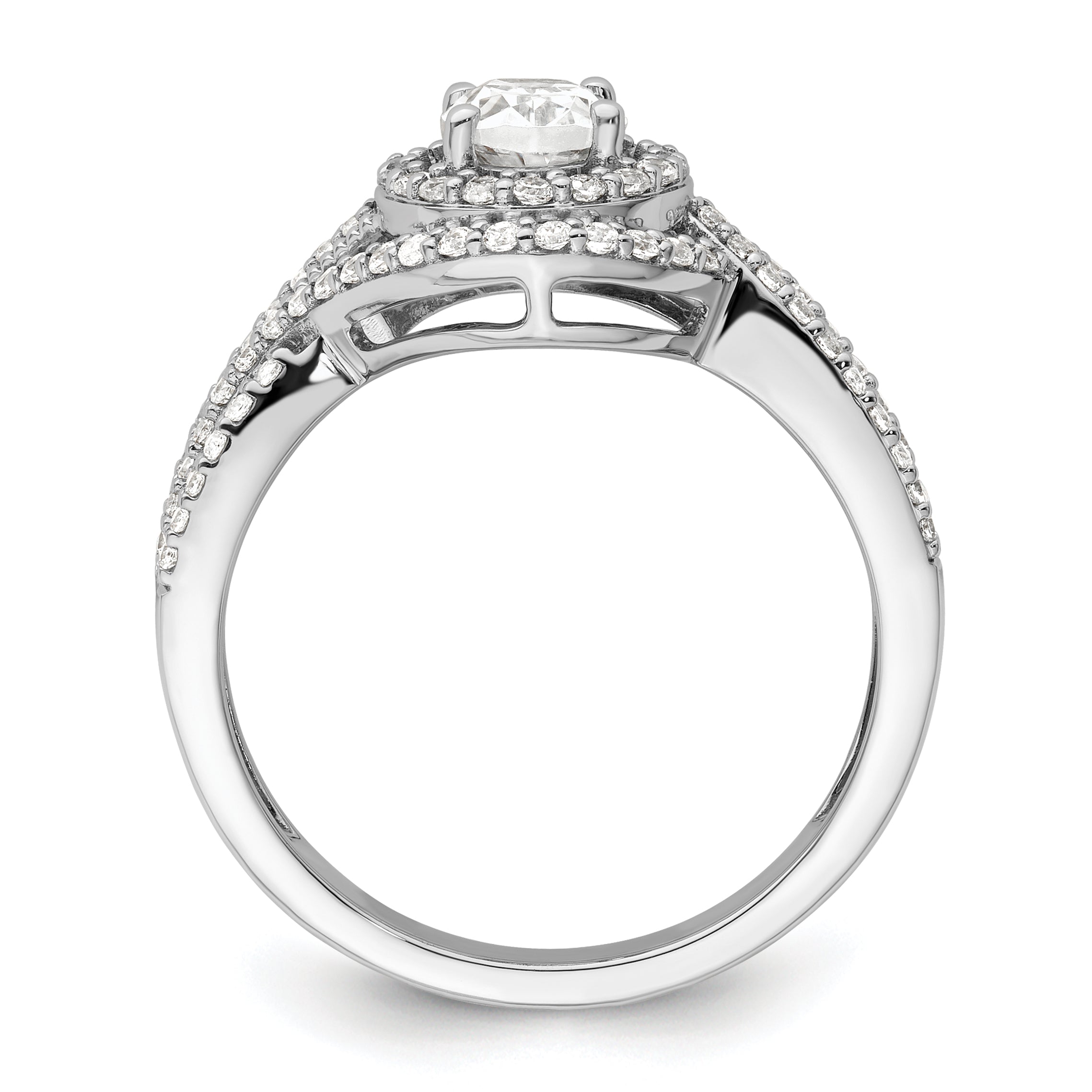14k White Gold 1 carat Lab Grown Diamond VS/SI+ G+ Round Complete Bypass Engagement Ring