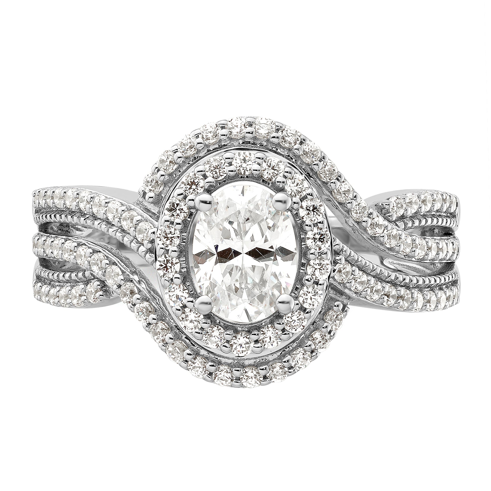 14k White Gold 1 carat Lab Grown Diamond VS/SI+ G+ Round Complete Bypass Engagement Ring