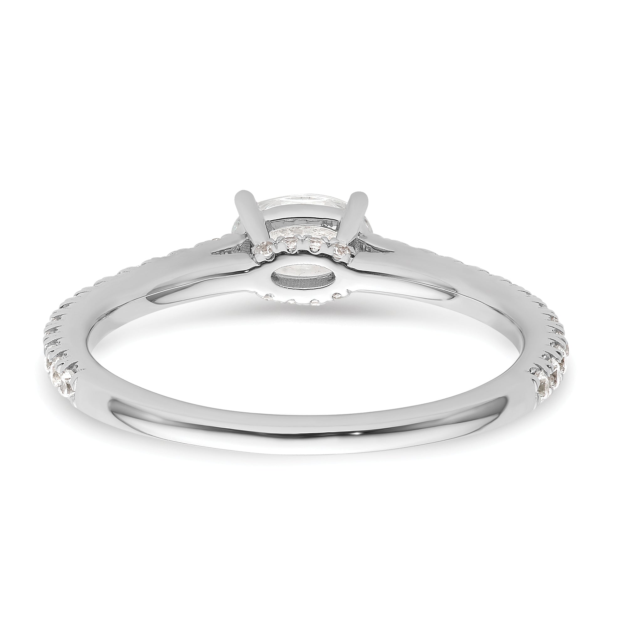 14k White Gold 3/4 carat Lab Grown Diamond VS/SI+ G+ East-West Oval Complete Engagement Ring