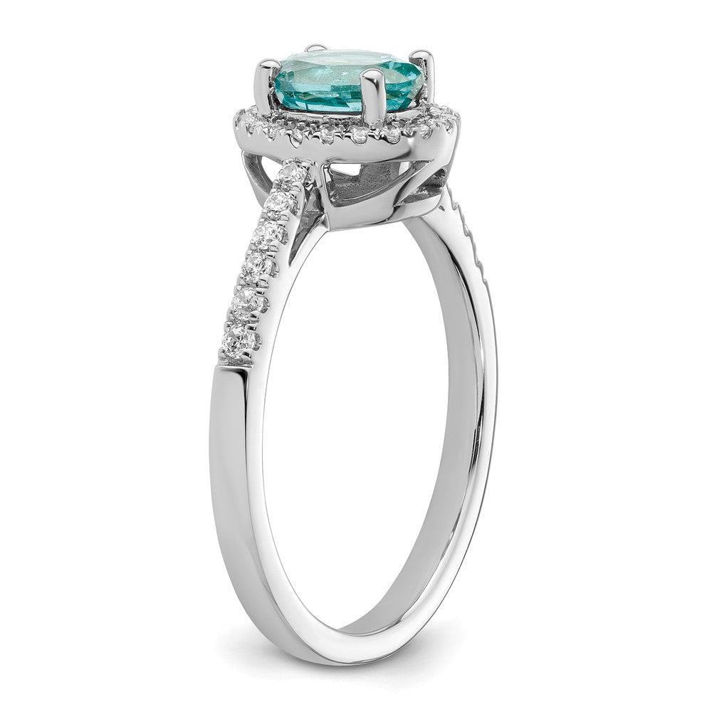 14K White Gold Pure Serenity Lab Grown Diamond Oval Created Paraiba Ring