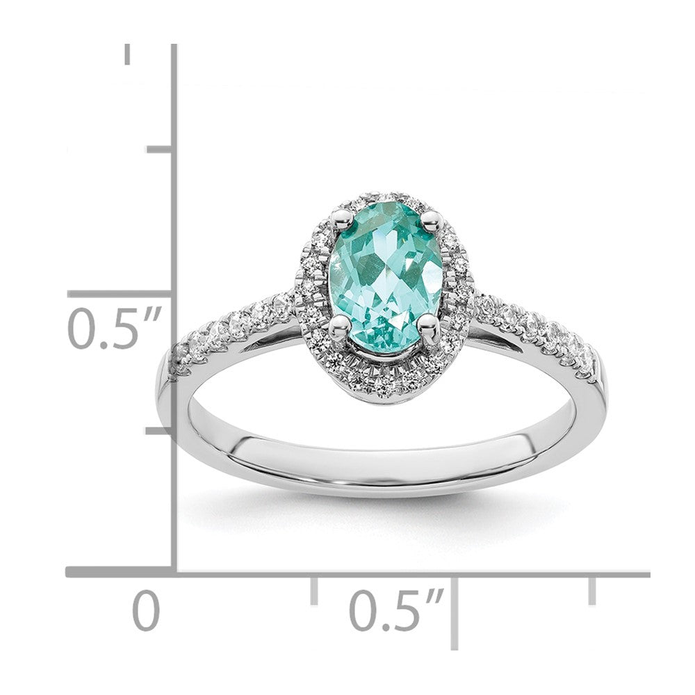 14K White Gold Pure Serenity Lab Grown Diamond Oval Created Paraiba Ring