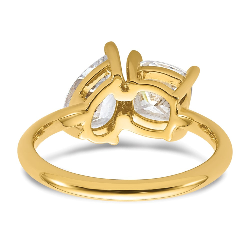 14K Polished Cushion and Pear 2 Stone Ring Mounting