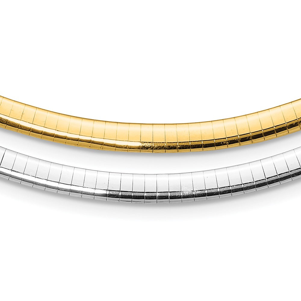 14k 5mm Reversible White & Yellow Domed Omega Necklace