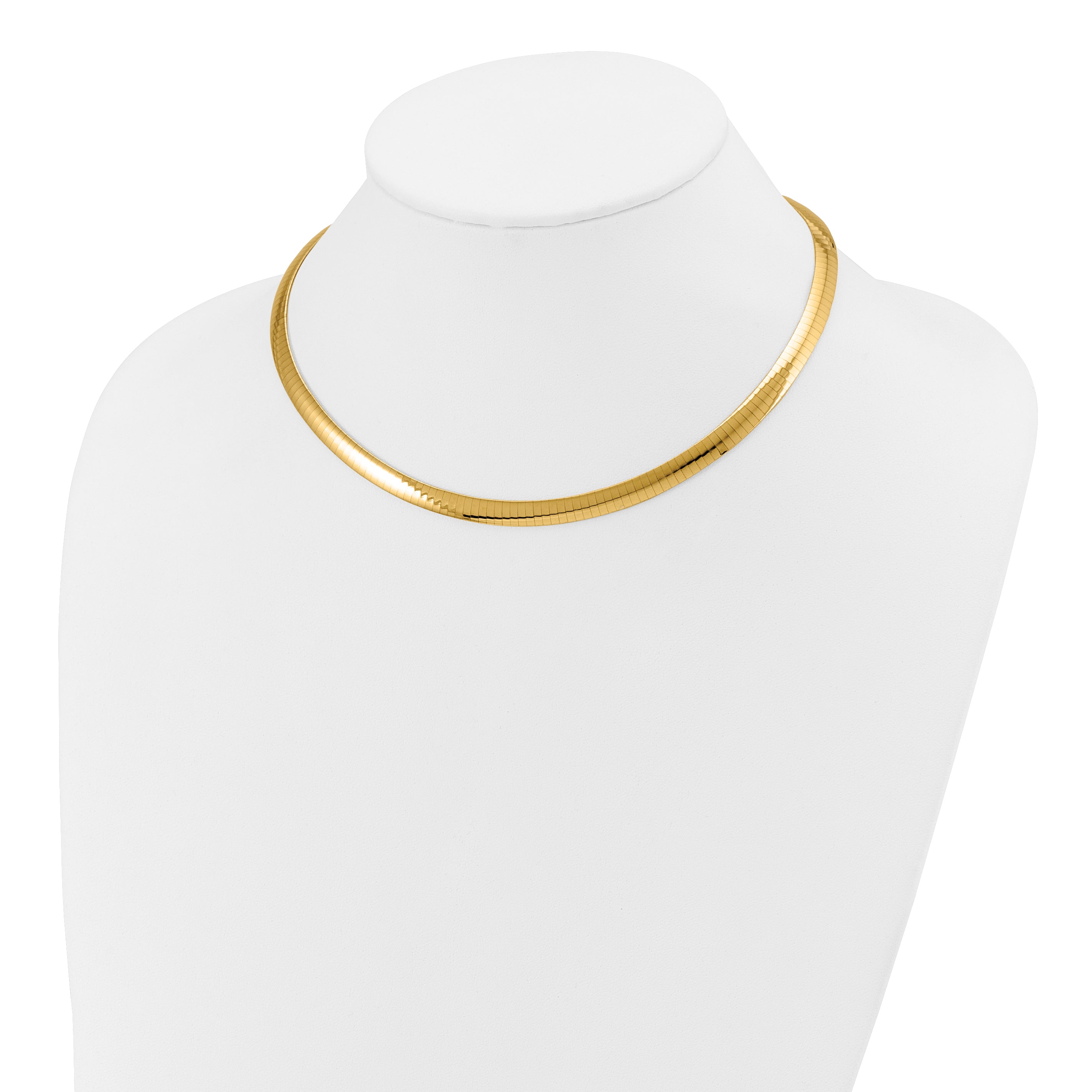 14k Two-tone 6mm Reversible White and Yellow 16 inch Domed Omega Necklace