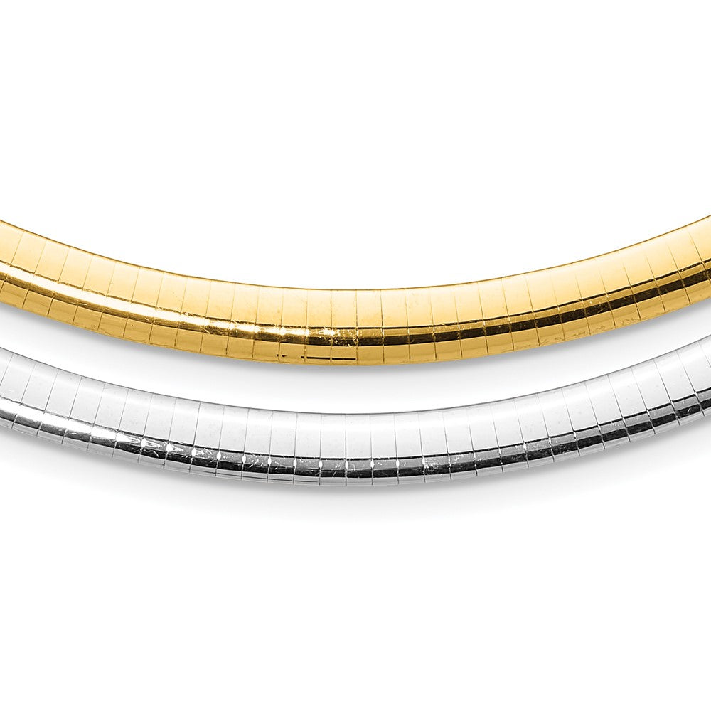 14k 6mm Reversible White & Yellow Domed Omega Necklace