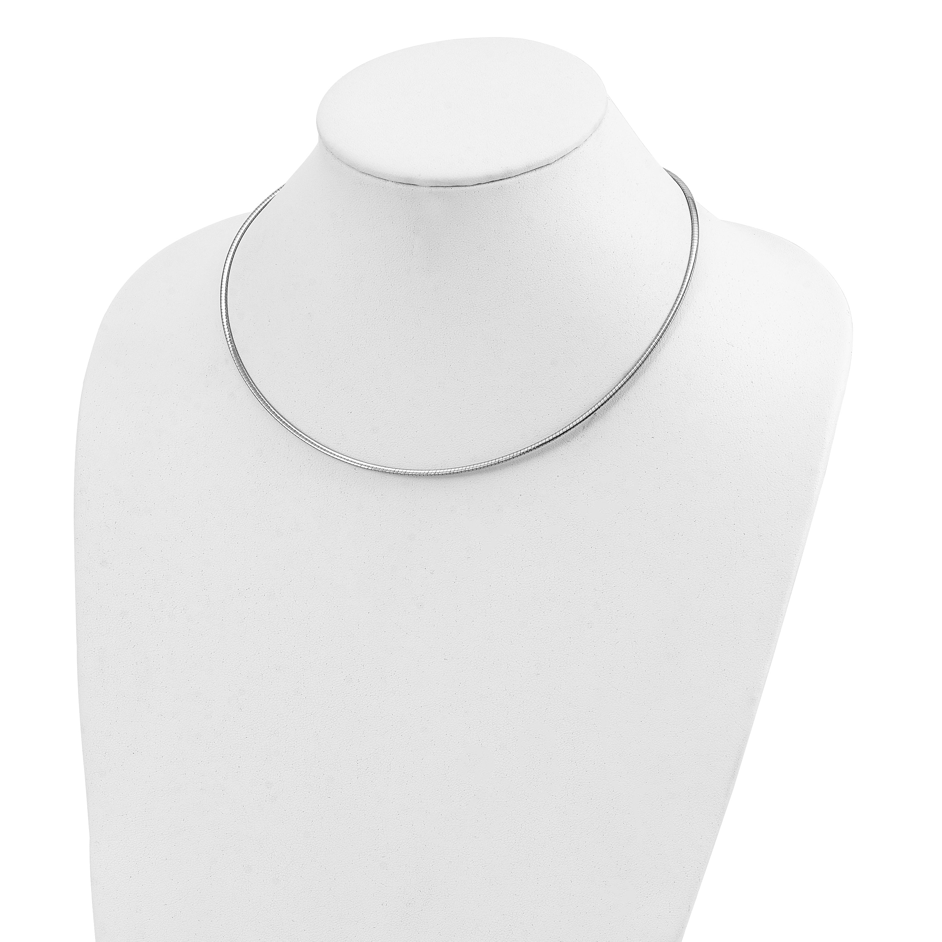 14k Two-tone 2mm Reversible White and Yellow 18 inch Omega Necklace Plus 2 inch Heart Chain Extender