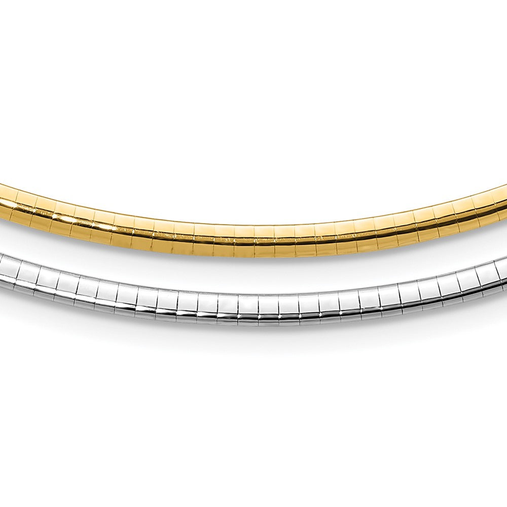 14k Two-tone Lt Reversible 3mm Omega w/extender Necklace