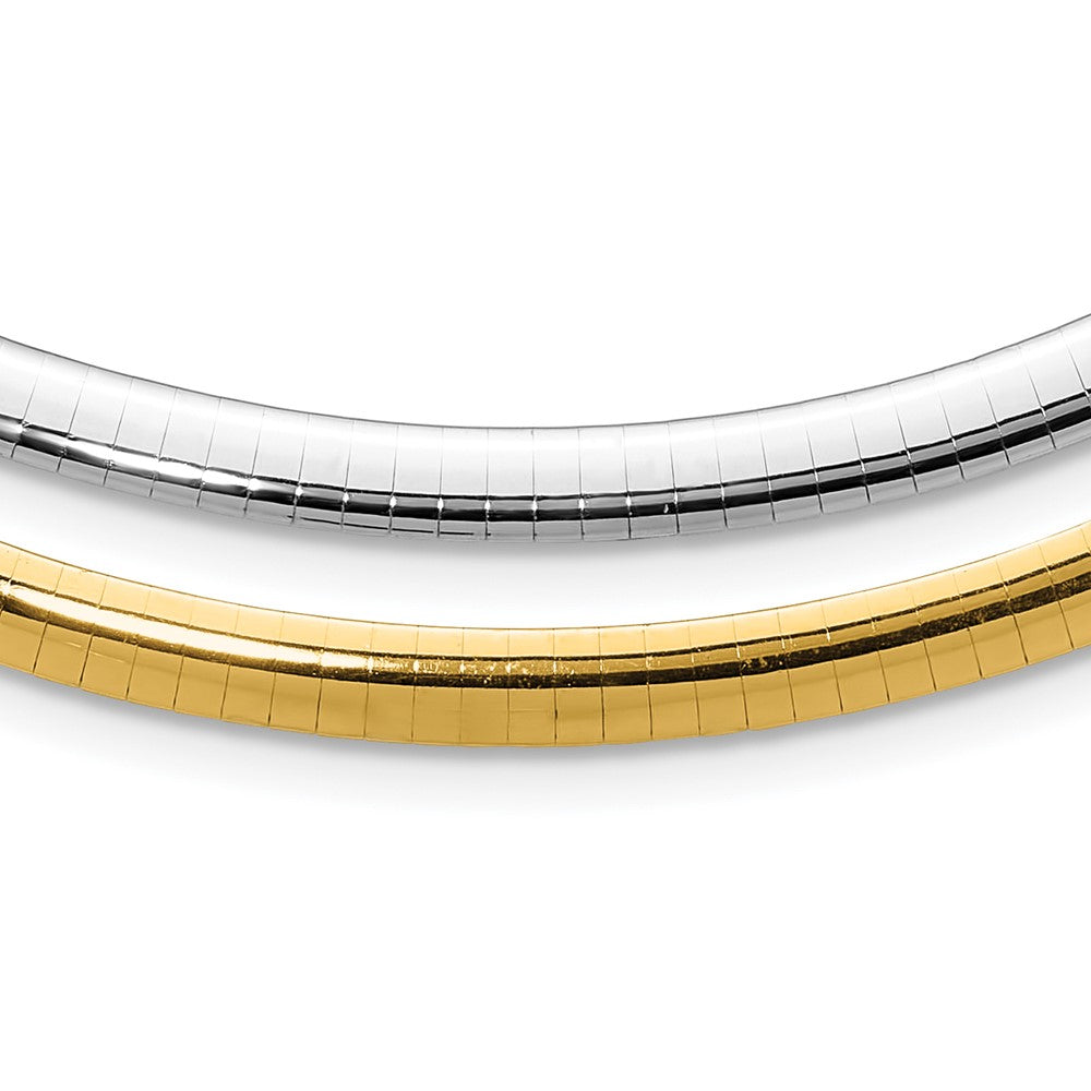 14k Two-tone Lt Reversible 5mm Omega w/extender Necklace