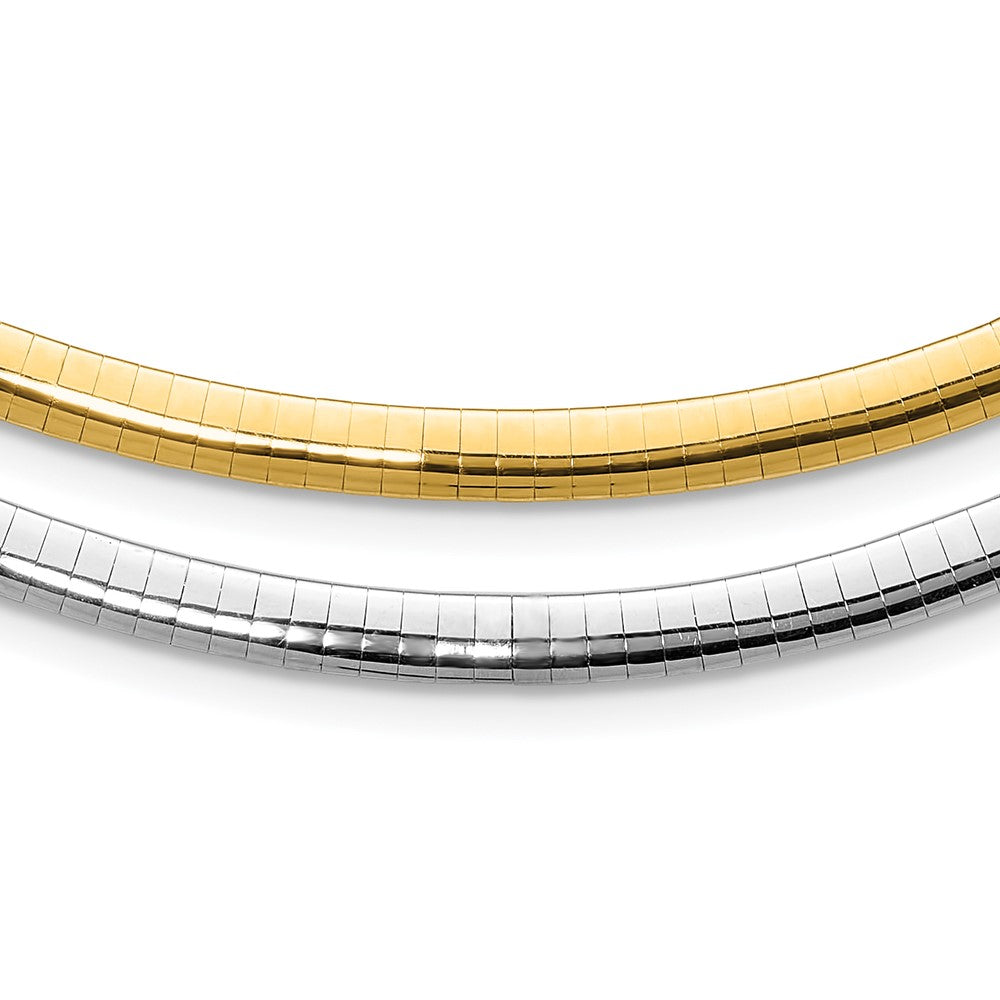 14k Two-tone Lt Reversible 5mm Omega w/extender Necklace