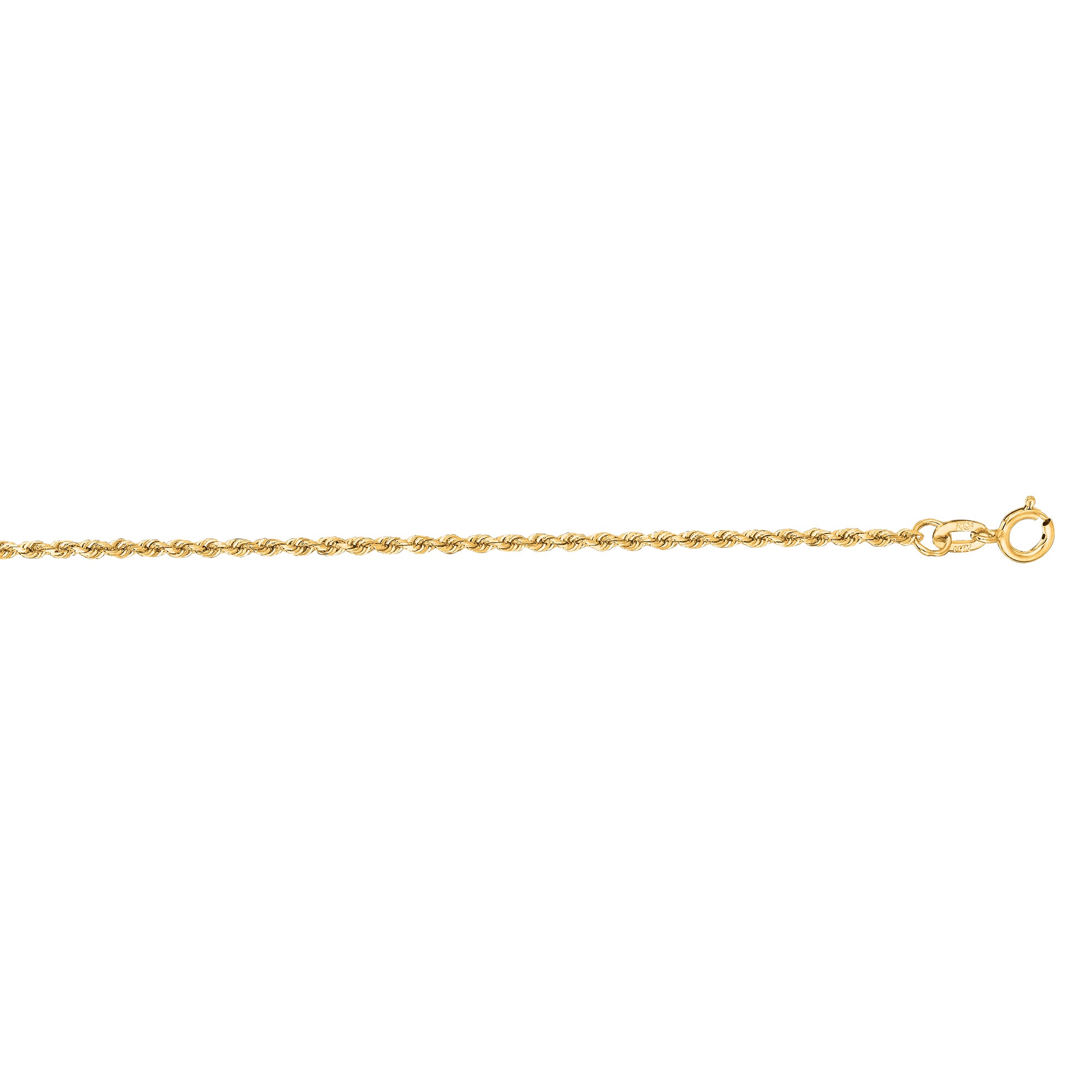 14K Yellow Gold 1.4mm Diamond Cut Royal Rope 24" Chain with Spring Ring Clasp