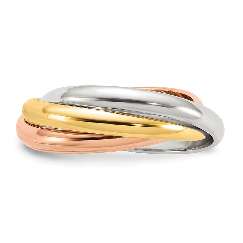 14k Tri-color Polished Rolling Ring Size 5