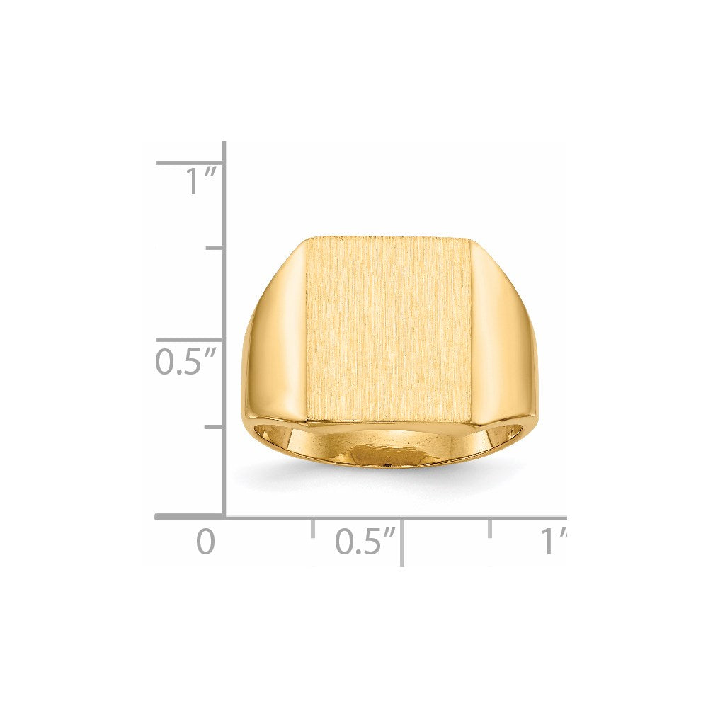 14k 15.0x13.5mm Closed Back Mens Signet Ring