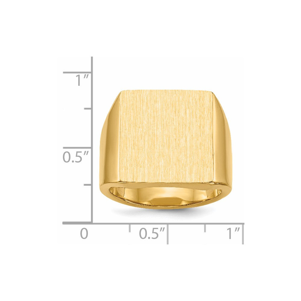14k 17.5x16.5mm Closed Back Mens Signet Ring