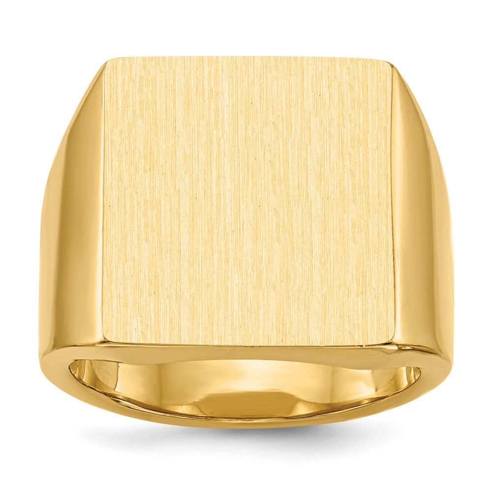 14k 17.5x16.5mm Closed Back Mens Signet Ring