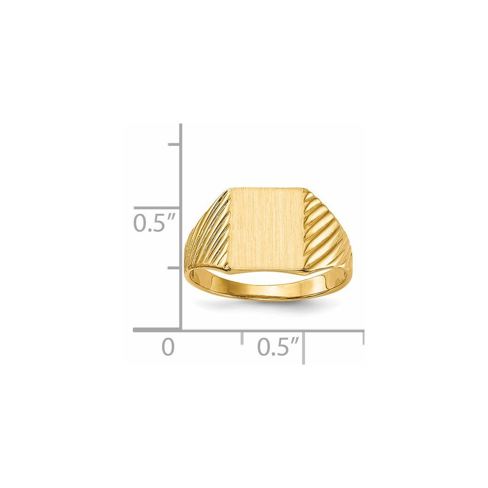14k 9.5x8.0mm Open Back Signet Ring