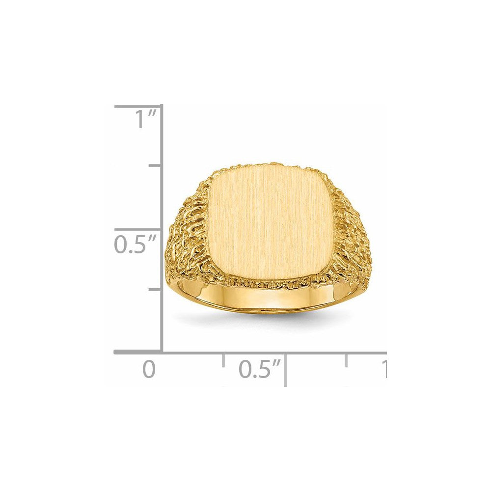 14k 13.5x13.5mm Open Back Men's Signet Ring