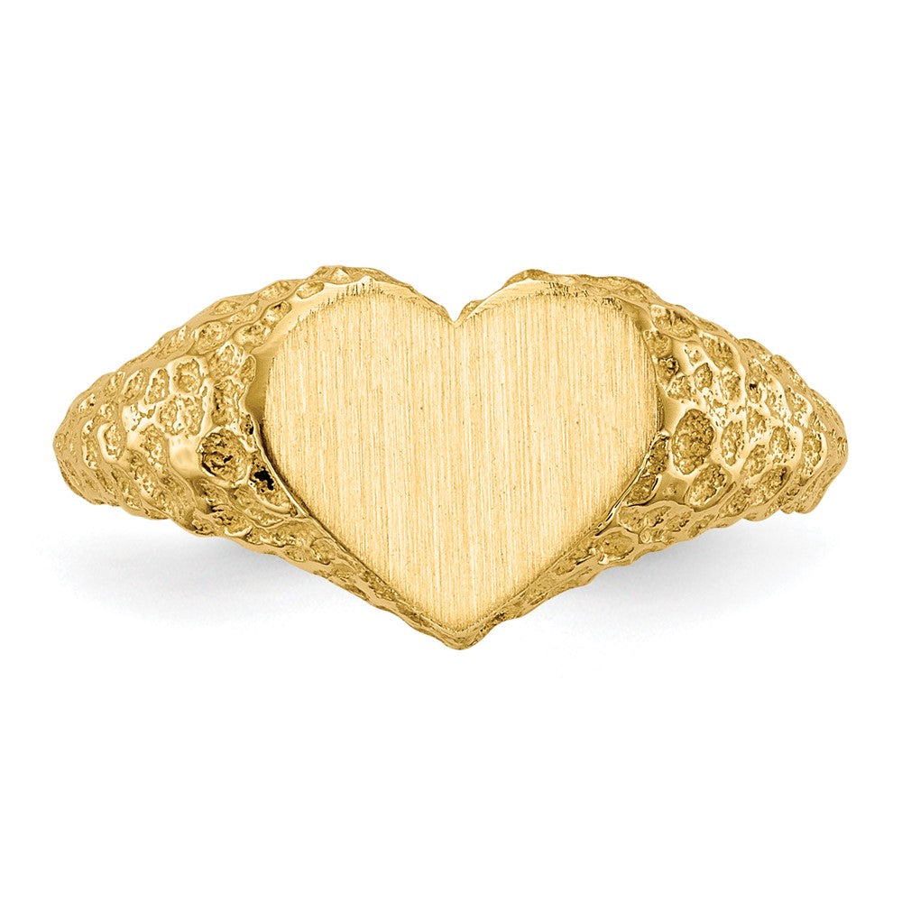 14k 7.5x8.0mm Open Back Heart Signet Ring