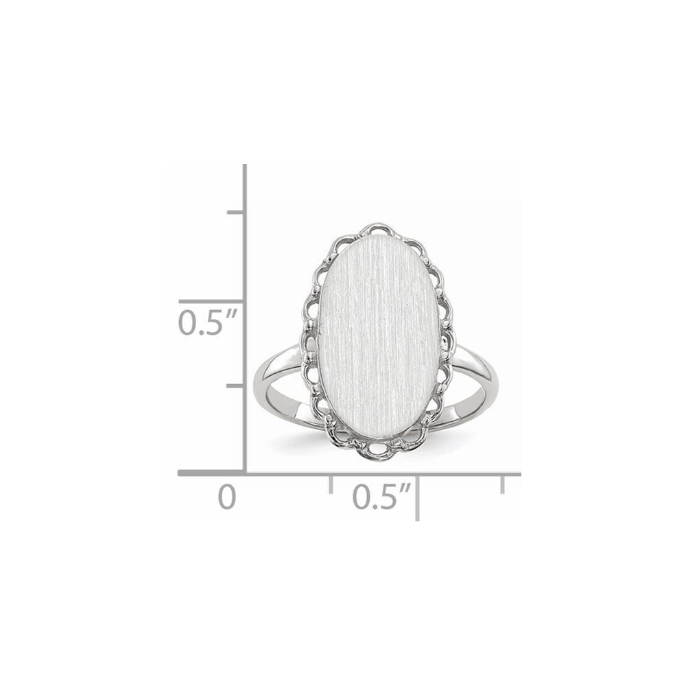 14k White Gold 14x10.5mm Open Back Signet Ring