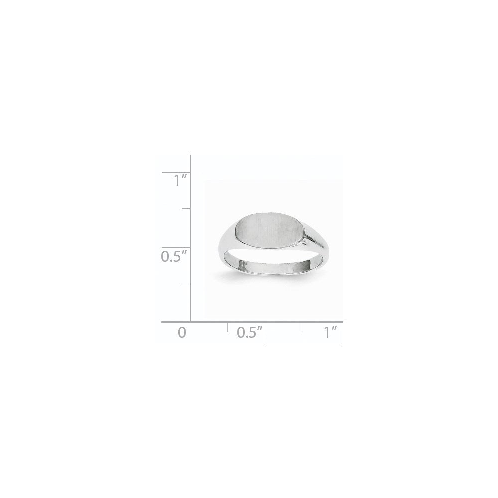14k White Gold 6.5x12.0mm Closed Back Signet Ring