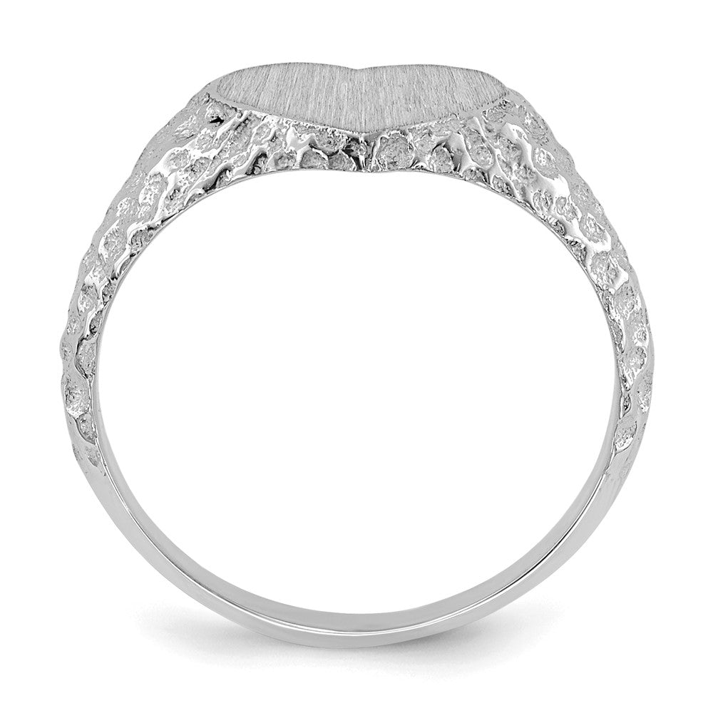 14k White Gold 8.0x9.0mm Open Back Heart Signet Ring
