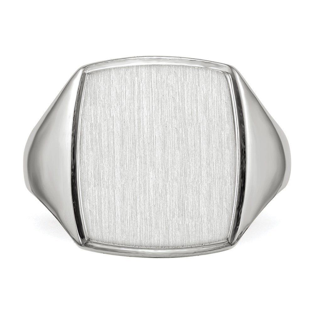 14k White Gold 15.0x13.0mm Closed Back Men's Signet Ring