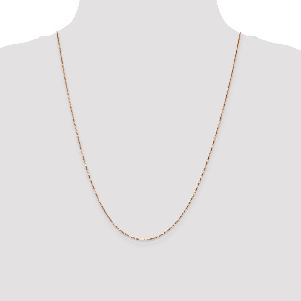 14K Rose Gold 24 inch .7mm Box Link with Lobster Clasp Chain