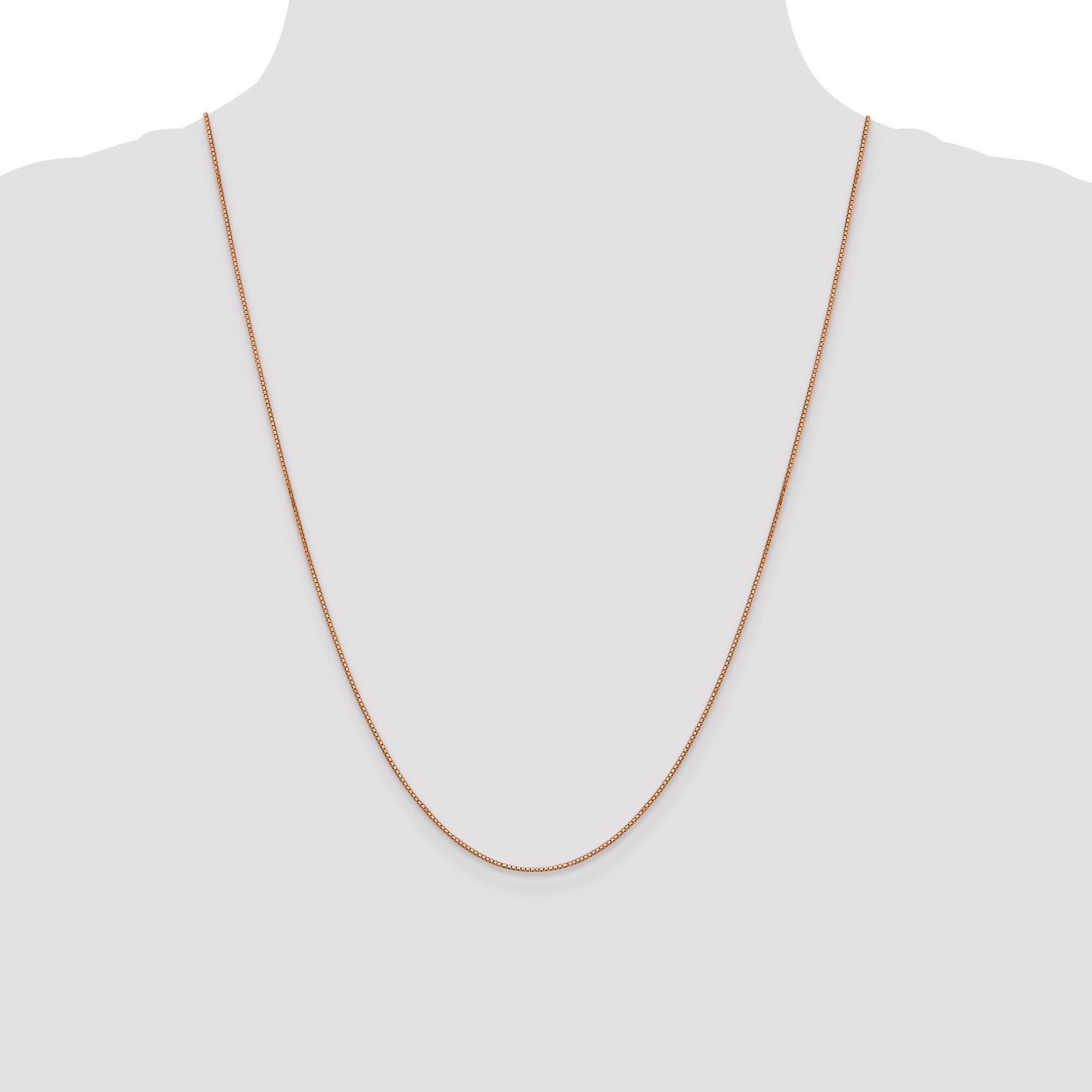 14K Rose Gold 24 Inch .9Mm Box Link With Lobster Clasp Chain
