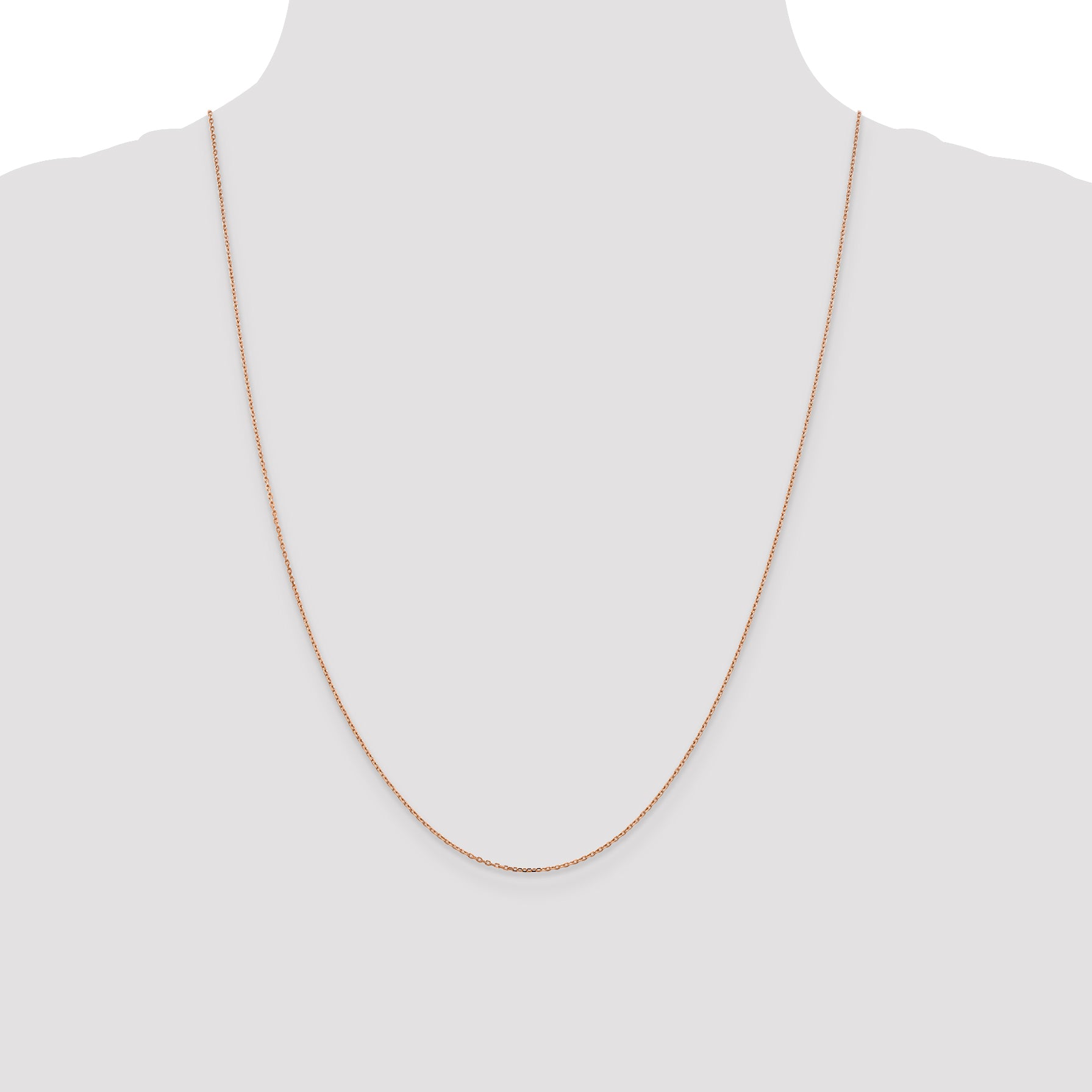 14K Rose Gold 24 Inch 1.10Mm Diamond-Cut Cable With Lobster Clasp Chain