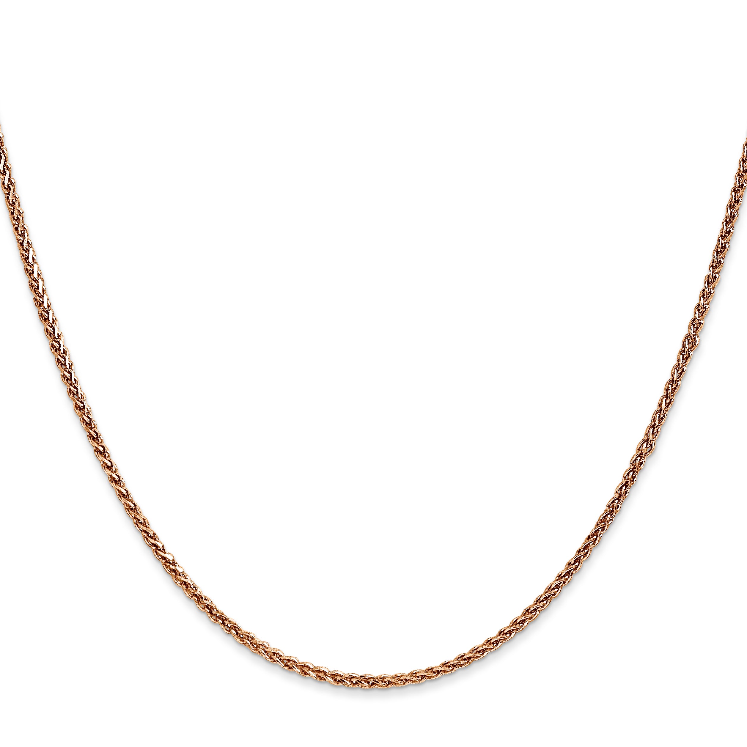 14K Rose Gold 16 inch 1.7mm Diamond-cut Spiga with Lobster Clasp Chain