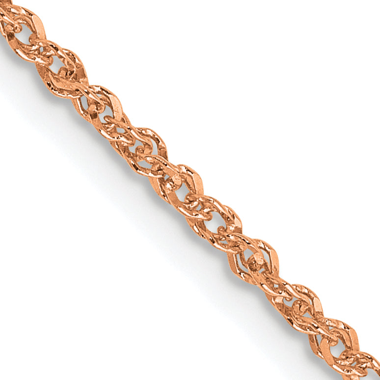 14K Rose Gold 10 inch  1.7mm Ropa with Lobster Clasp Anklet