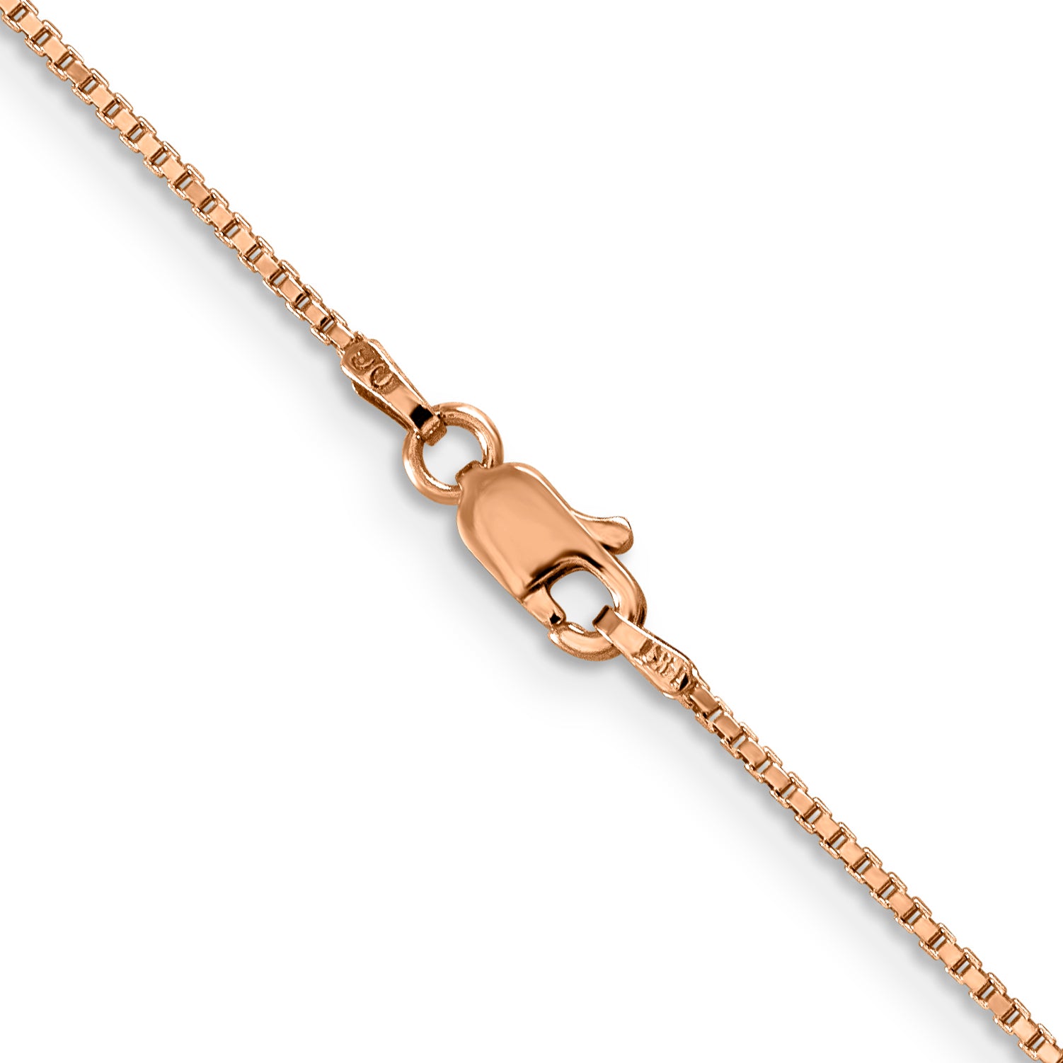 14K Rose Gold 24 Inch 1Mm Box Link With Lobster Clasp Chain