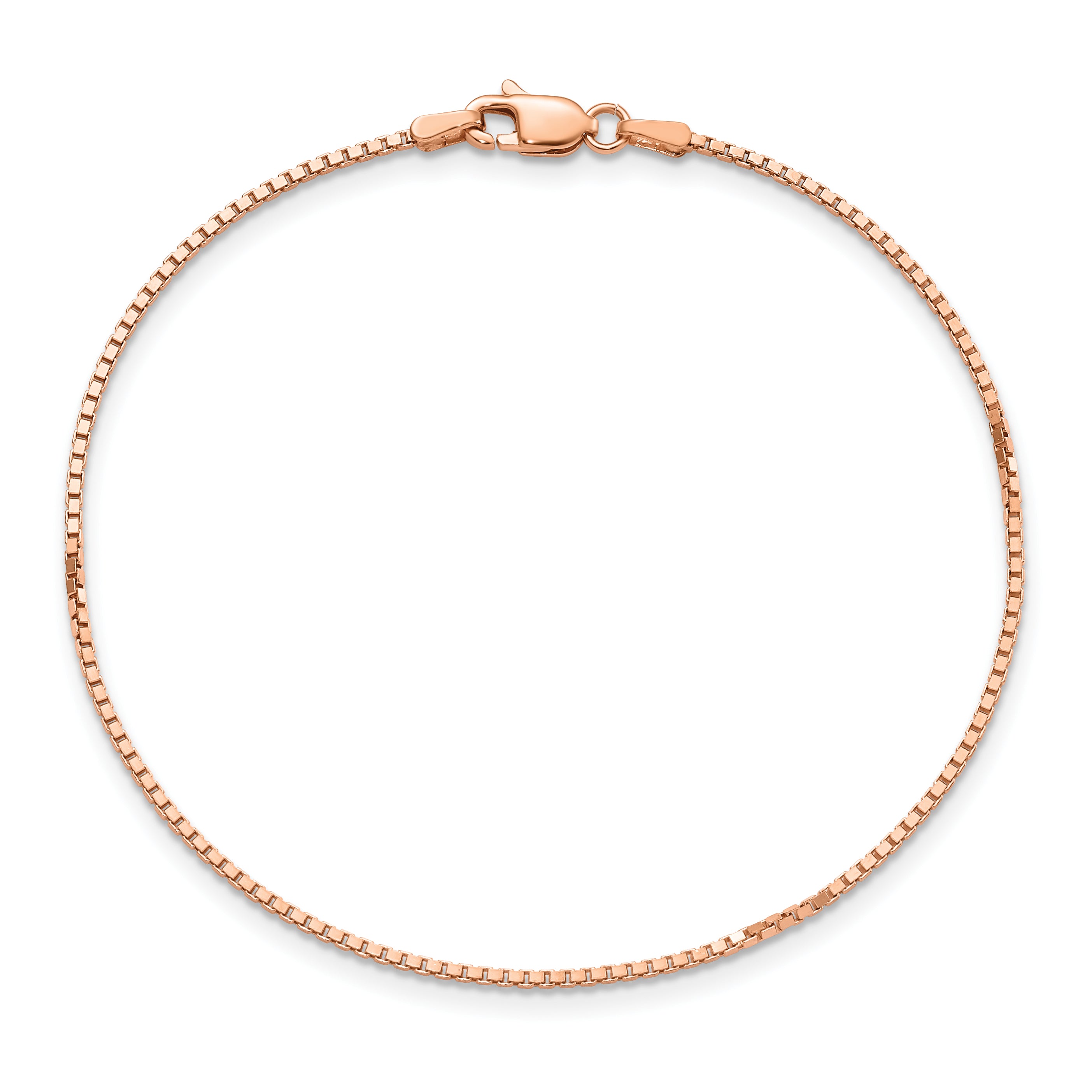 14K Rose Gold 7 Inch 1.10Mm Box Link With Lobster Clasp Bracelet