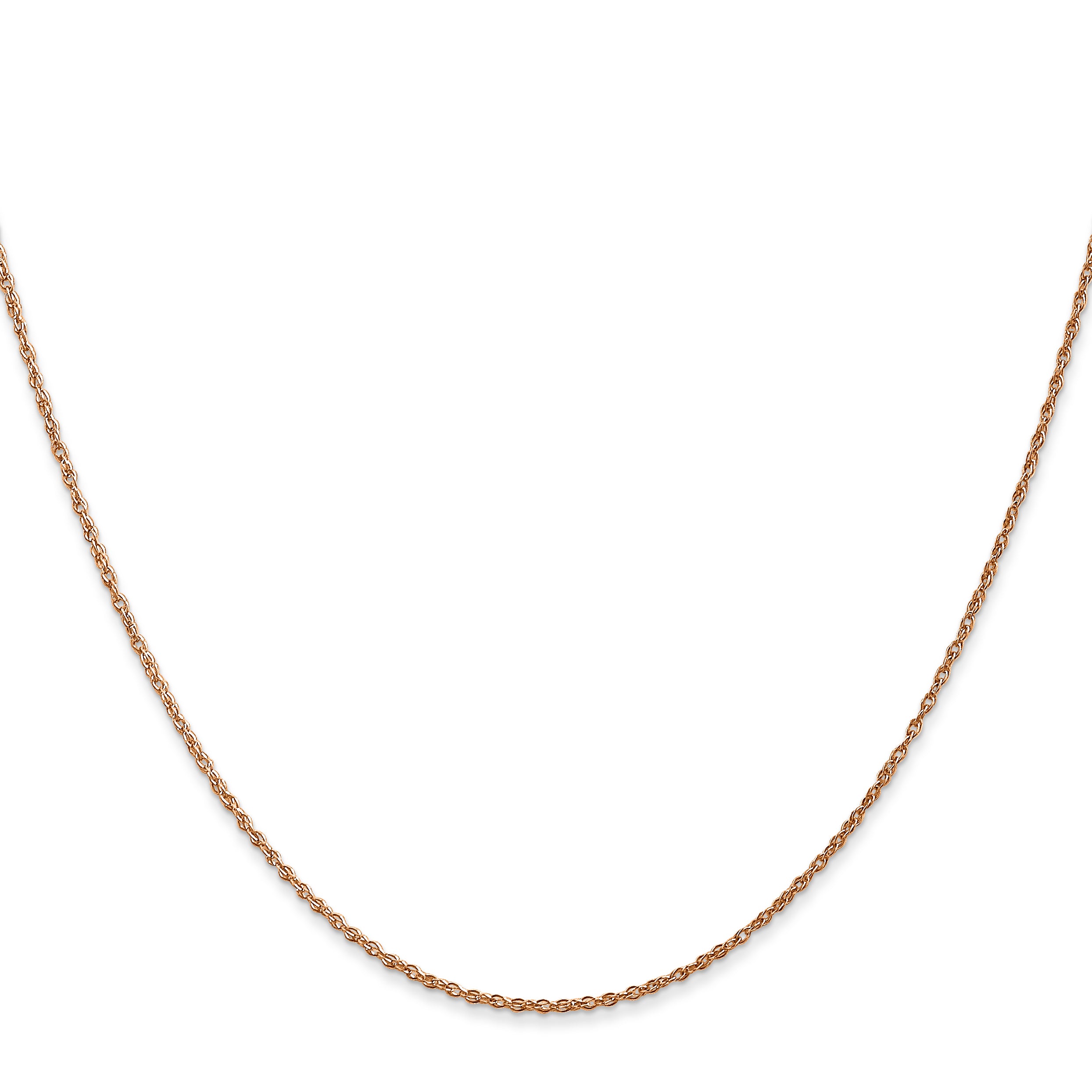 14K Rose Gold 24 Inch .8Mm Baby Rope With Spring Ring Clasp Chain