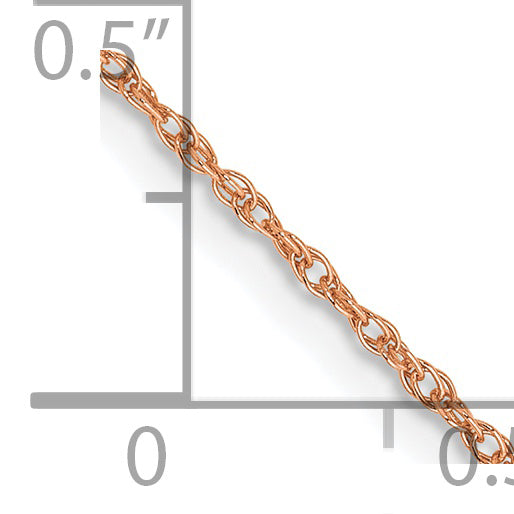 14K Rose Gold 18 Inch .8Mm Baby Rope With Spring Ring Clasp Chain