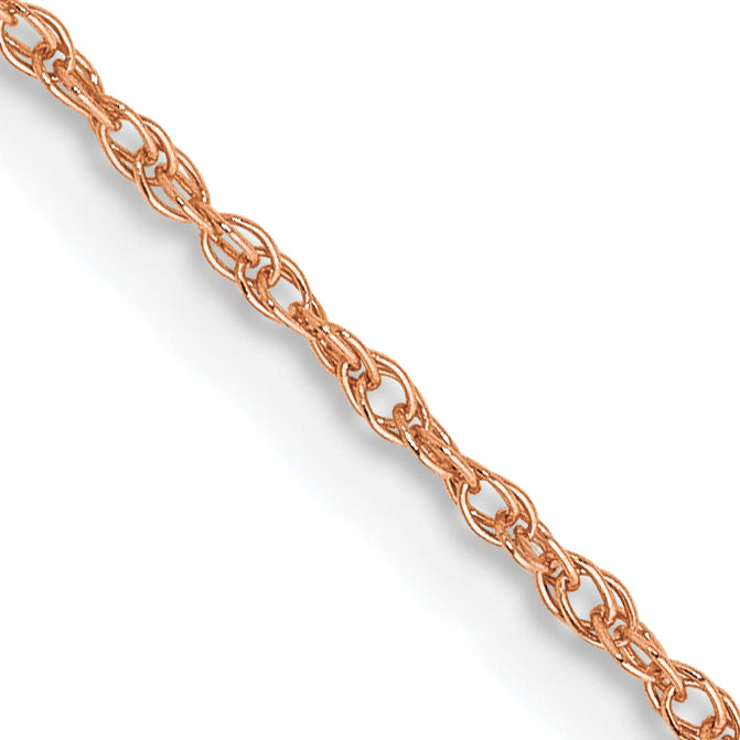 14K Rose Gold 24 Inch .8Mm Baby Rope With Spring Ring Clasp Chain