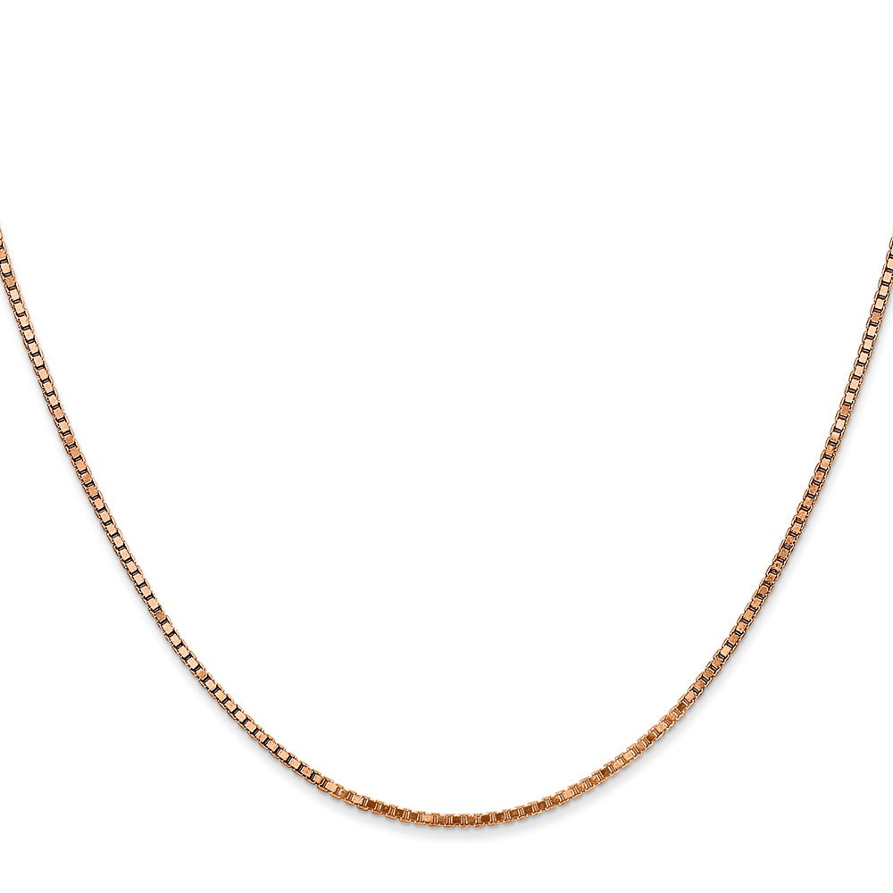14K Rose Gold 16 inch 1.3mm Box Link with Lobster Clasp Chain