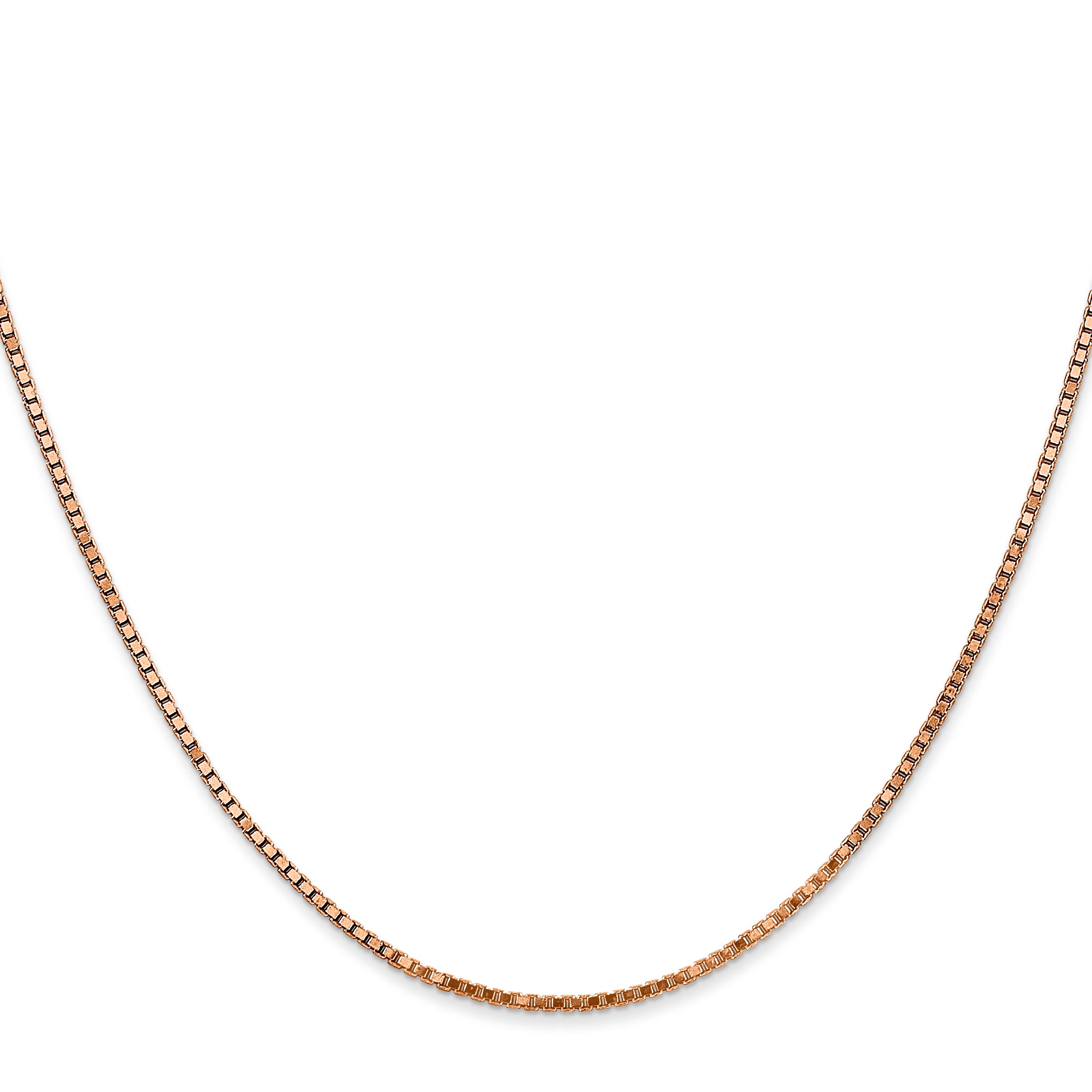 14K Rose Gold 24 Inch 1.3Mm Box Link With Lobster Clasp Chain