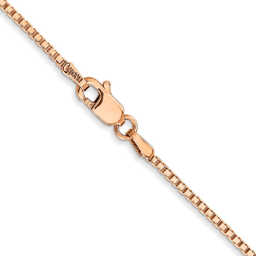 14K Rose Gold 18 inch 1.3mm Box Link with Lobster Clasp Chain